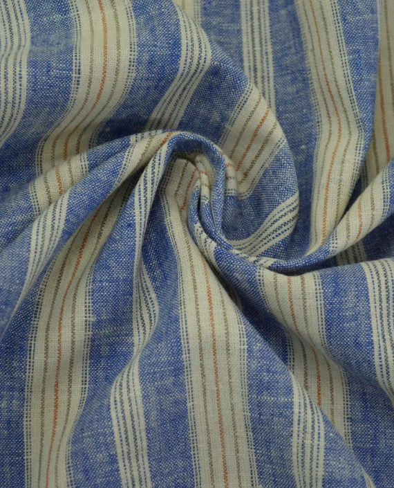 Ткань Лен Рубашечный 0723 цвет синий полоска картинка