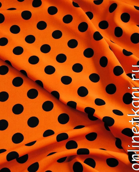 Ткань Лоренсо "Черные горохи на оранжевом" 001 цвет оранжевый в горошек картинка