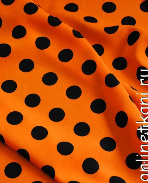 Ткань Лоренсо "Черные горохи на оранжевом" 001 цвет оранжевый в горошек картинка 1