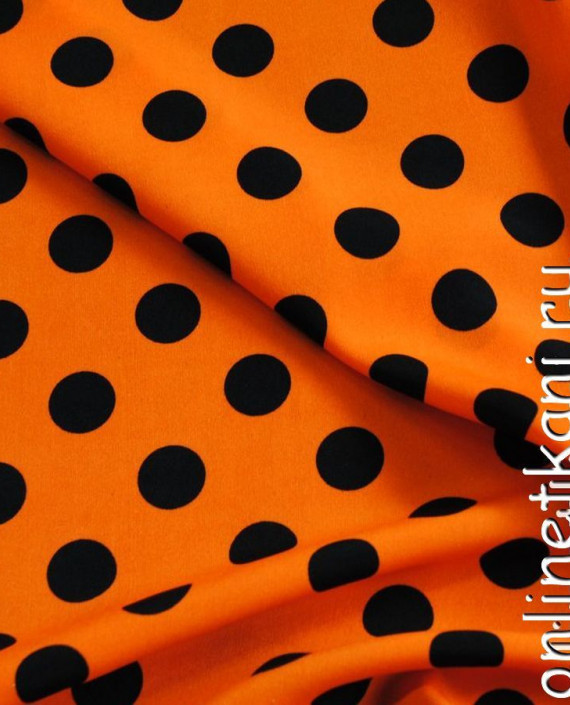 Ткань Лоренсо "Черные горохи на оранжевом" 001 цвет оранжевый в горошек картинка 2