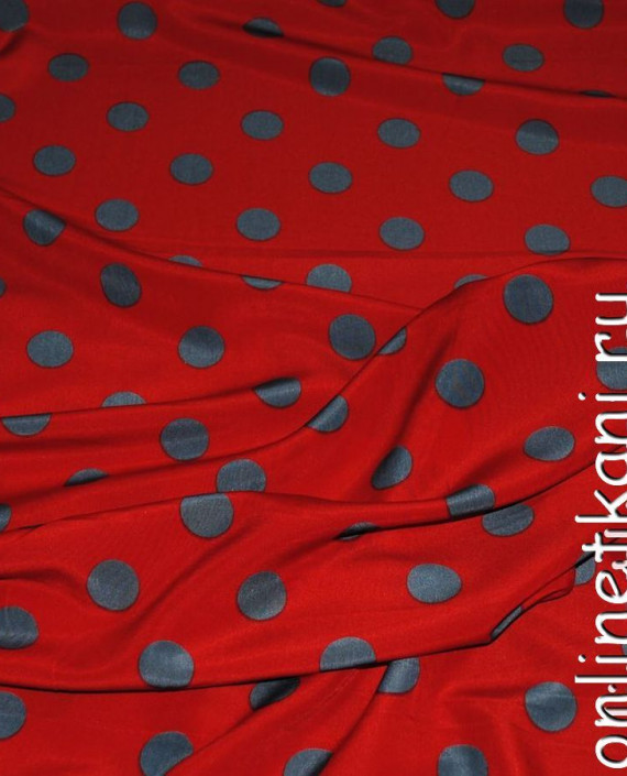 Ткань Лоренсо "Серые горохи на красном" 002 цвет красный в горошек картинка