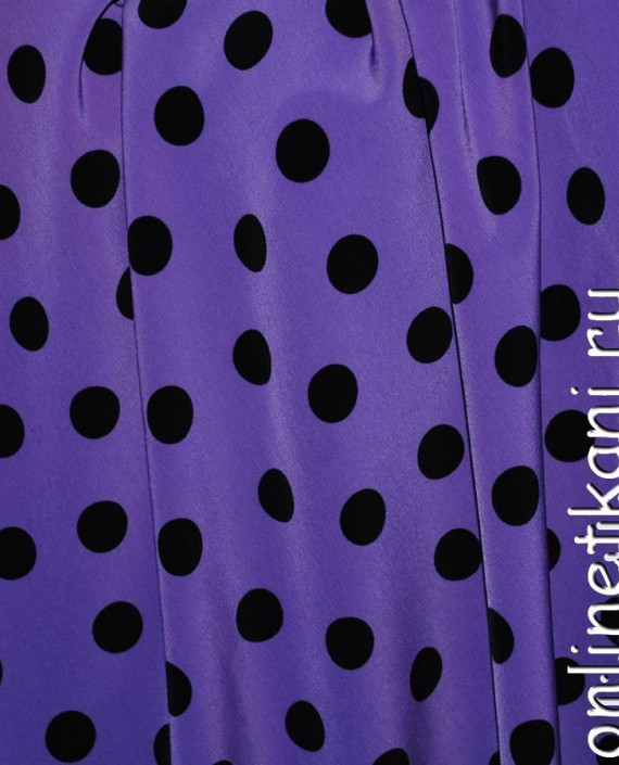 Ткань Лоренсо "Черные горохи на фиолетовом" 003 цвет фиолетовый в горошек картинка 2