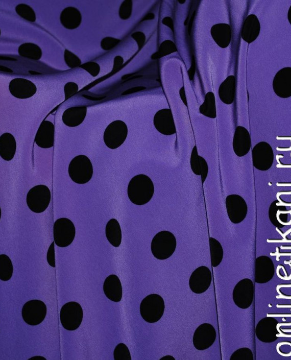Ткань Лоренсо "Черные горохи на фиолетовом" 003 цвет фиолетовый в горошек картинка 1