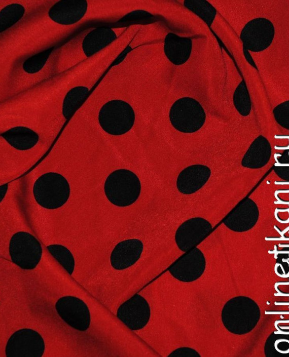 Ткань Лоренсо "Черные горохи на красном" 005 цвет красный в горошек картинка
