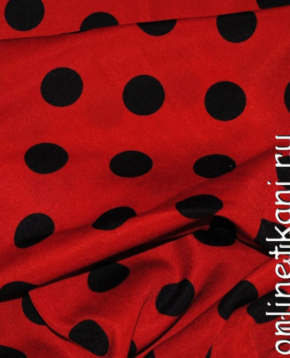 Ткань Лоренсо "Черные горохи на красном" 005 цвет красный в горошек картинка 1