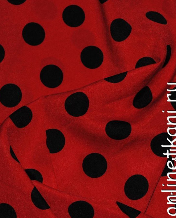 Ткань Лоренсо "Черные горохи на красном" 005 цвет красный в горошек картинка 2