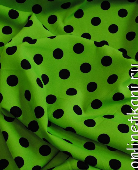 Ткань Лоренсо "Черные горохи на желто-зеленом" 008 цвет зеленый в горошек картинка