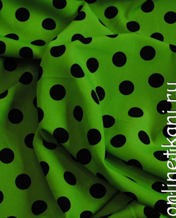 Ткань Лоренсо "Черные горохи на желто-зеленом" 008 цвет зеленый в горошек картинка 1