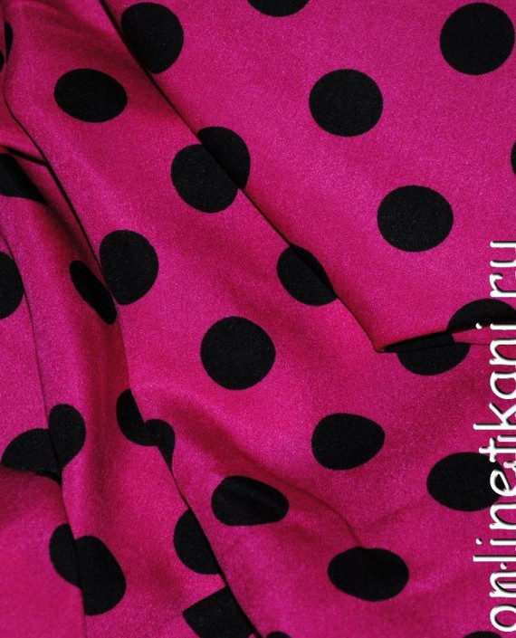 Ткань Лоренсо "Черные горохи на сливовом" 012 цвет розовый в горошек картинка