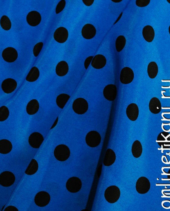 Ткань Лоренсо "Черные горохи на синем" 013 цвет синий в горошек картинка