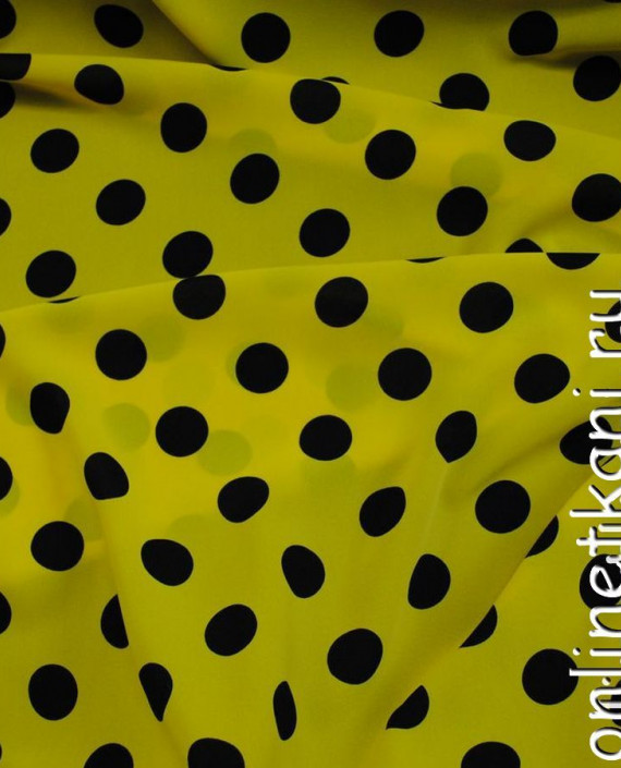 Ткань Лоренсо "Черные горохи на солнечном" 017 цвет желтый в горошек картинка