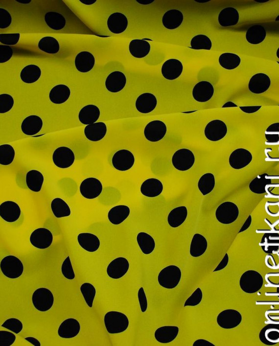 Ткань Лоренсо "Черные горохи на солнечном" 017 цвет желтый в горошек картинка 2