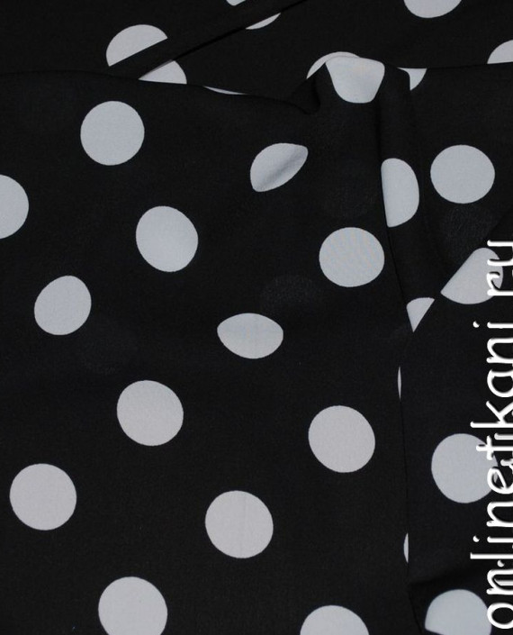 Ткань Лоренсо "Белые горохи на черном" 024 цвет черный в горошек картинка 2