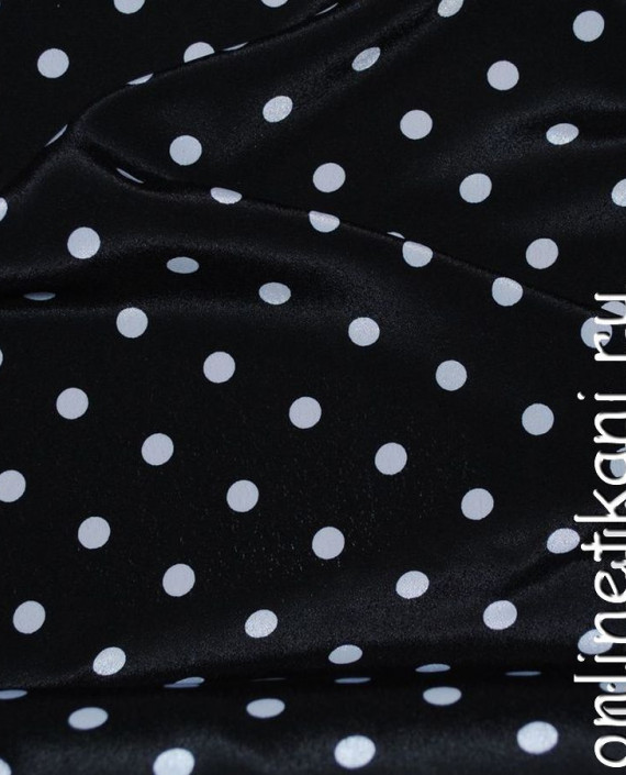 Ткань Лоренсо "Белые горохи на черном" малые 027 цвет черный в горошек картинка