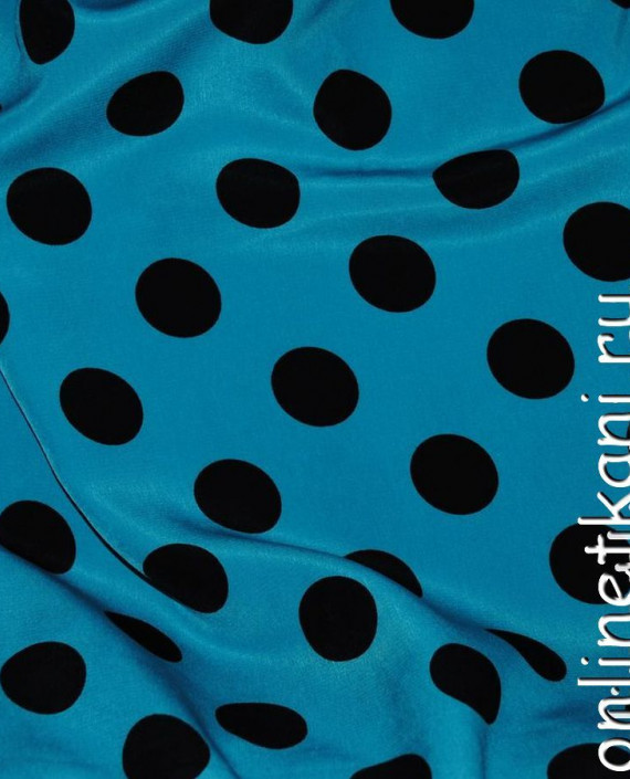 Ткань Лоренсо "Черные горохи на бирюзовом" 029 цвет голубой в горошек картинка
