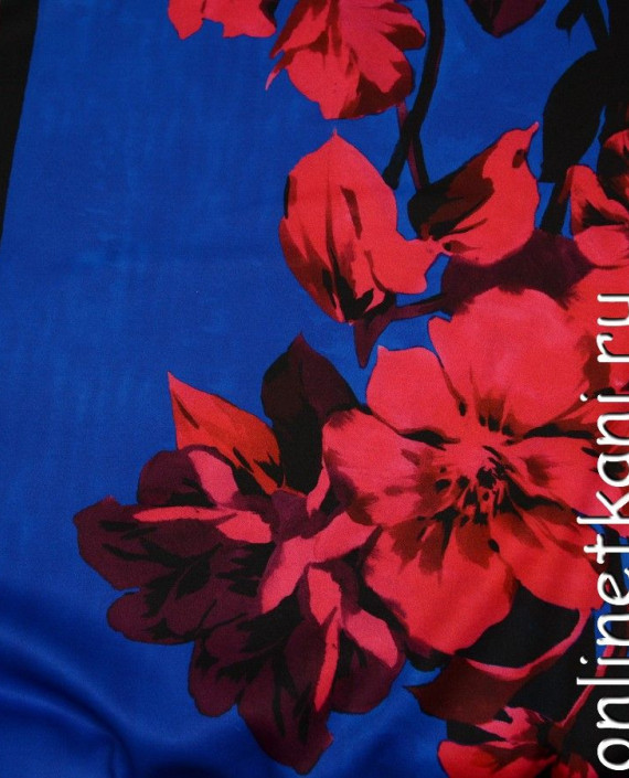 Ткань Неопрен 006 цвет синий цветочный картинка