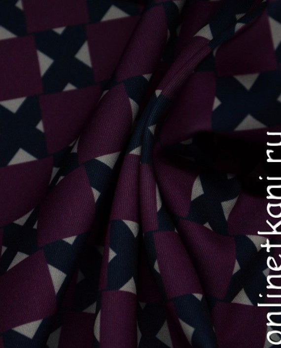 Ткань Неопрен 007 цвет бордовый геометрический картинка 2
