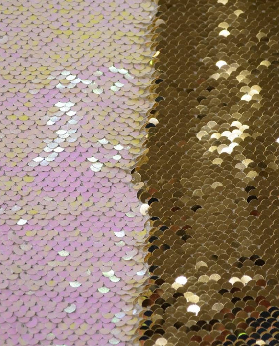 Ткань Пайетки двухсторонние "Розовый-Золото" 0001 цвет разноцветный картинка 1