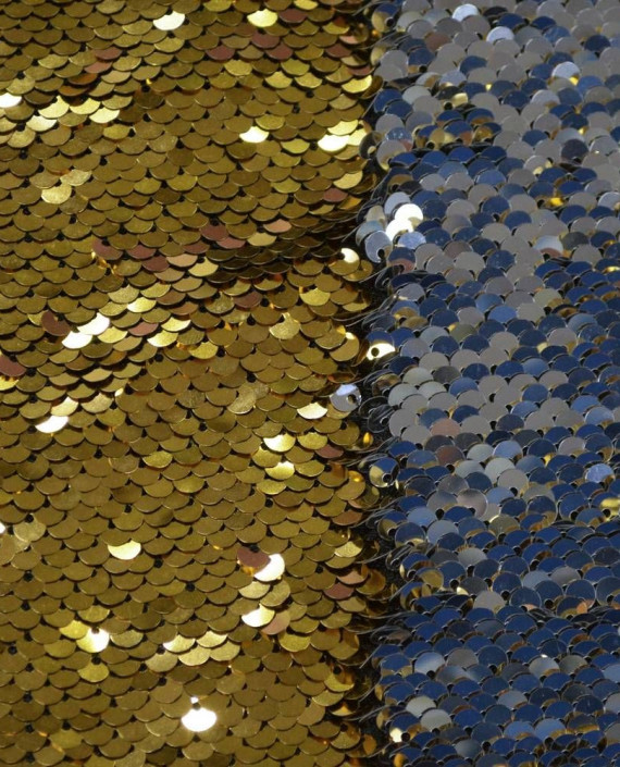 Ткань Пайетки двухсторонние "Золото-Серебро" 0003 цвет разноцветный картинка 2