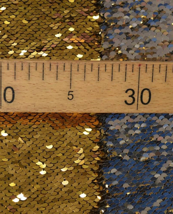 Ткань Пайетки двухсторонние "Золото-Серебро" 0003 цвет разноцветный картинка 1