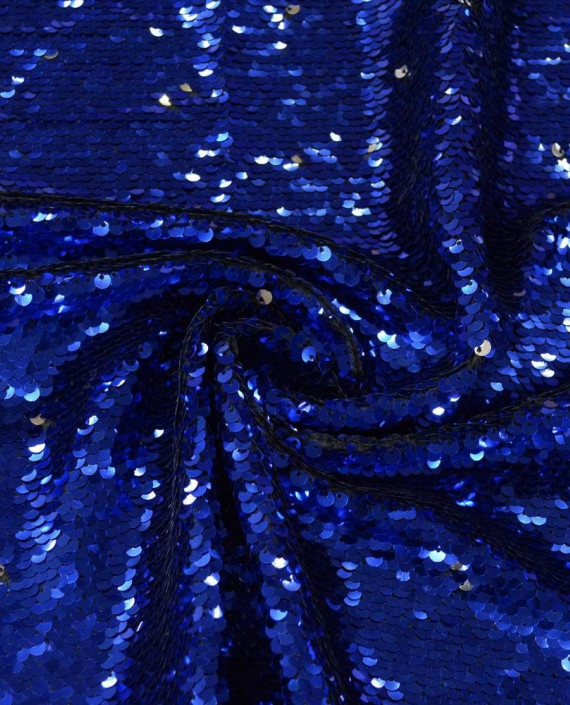 Ткань Пайетки двухсторонние "Синий-Серебро" 0004 цвет синий картинка