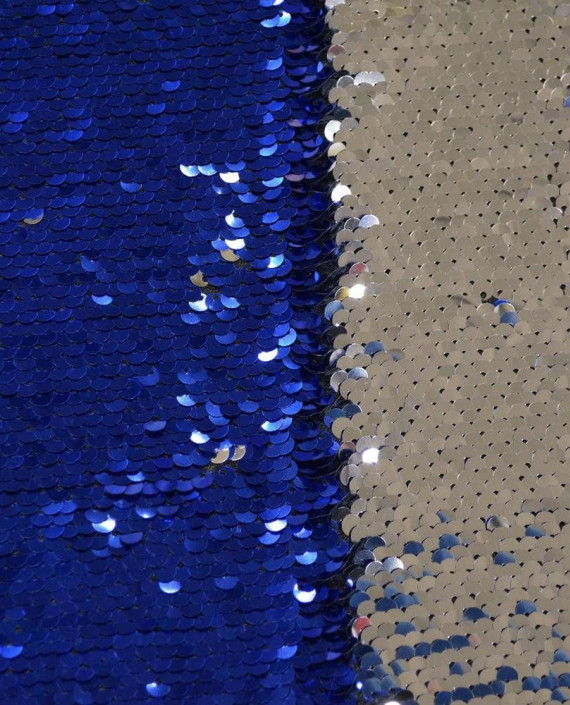 Ткань Пайетки двухсторонние "Синий-Серебро" 0004 цвет синий картинка 1