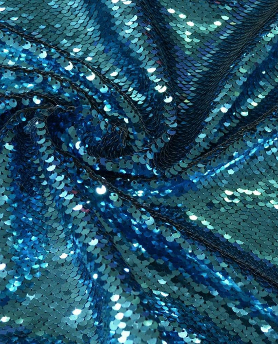 Ткань Пайетки двухсторонние "Голубой-Серебро" 0005 цвет разноцветный картинка