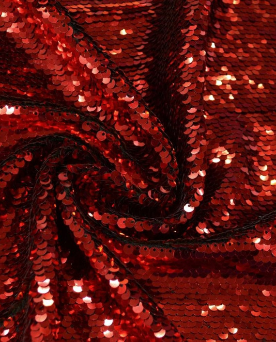 Ткань Пайетки двухсторонние "Красный-Золото" 0006 цвет красный картинка