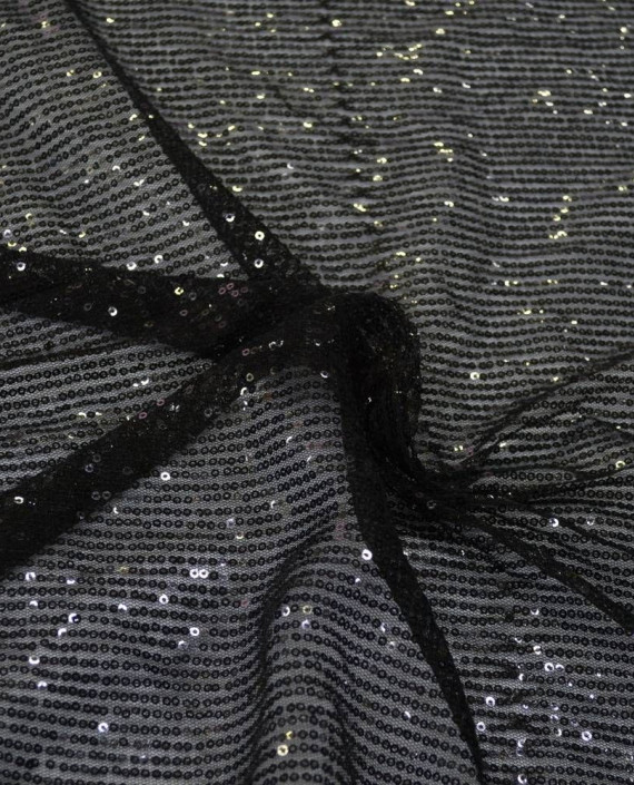 Ткань Сетка с пайетками 0009 цвет черный картинка