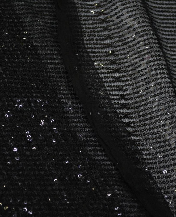 Ткань Сетка с пайетками 0009 цвет черный картинка 4