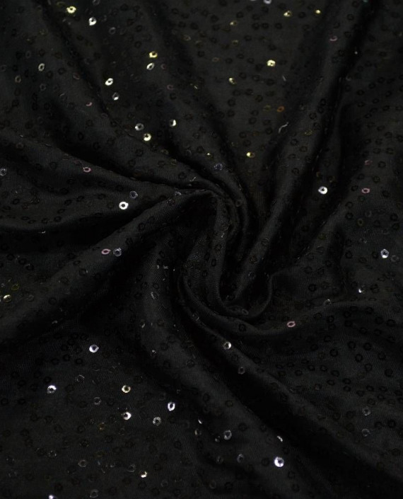 Ткань Трикотаж с пайетками 0010 цвет черный картинка