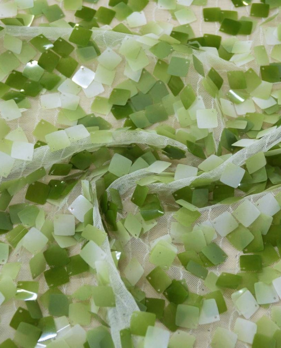 Ткань Сетка с пайетками 0016 цвет зеленый картинка