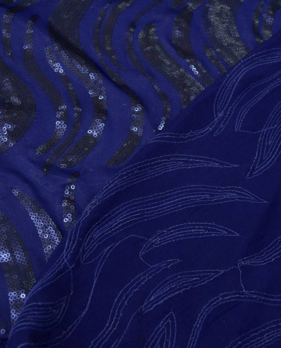 Ткань Трикотаж с пайетками 0023 цвет синий картинка 1