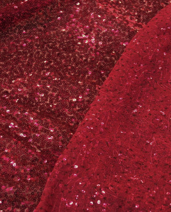 Ткань Сетка с пайетками 0024 цвет бордовый картинка 2
