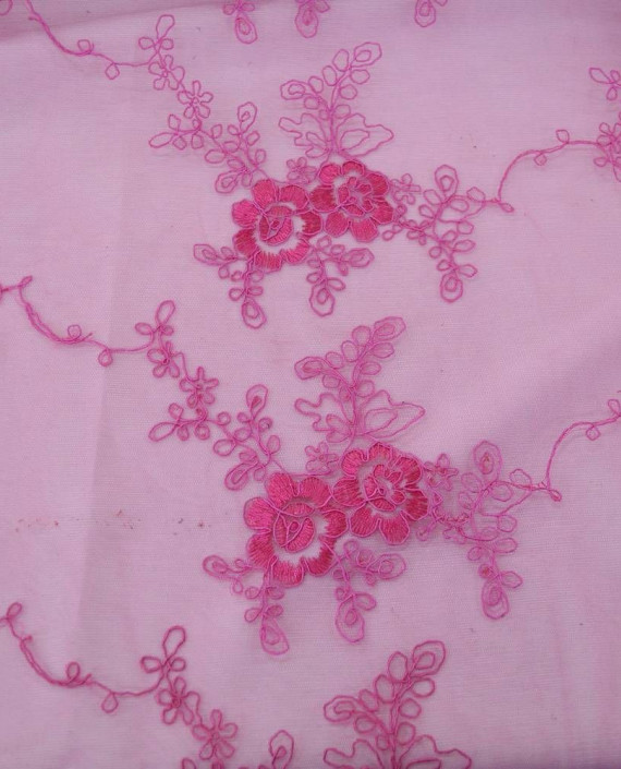 Ткань Гипюр Кружево 515 цвет розовый цветочный картинка