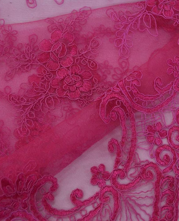 Ткань Гипюр Кружево 515 цвет розовый цветочный картинка 2