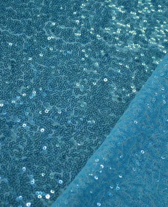 Ткань Сетка с пайетками 0029 цвет голубой картинка 1