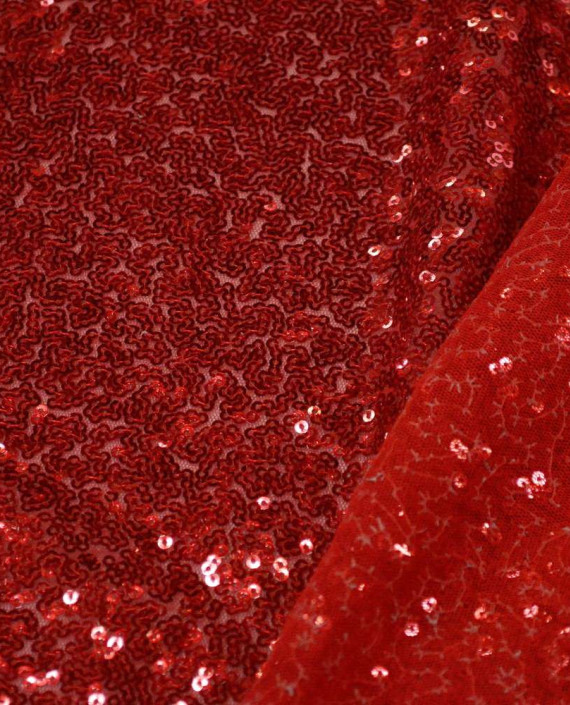 Ткань Сетка с пайетками 0031 цвет красный картинка 2