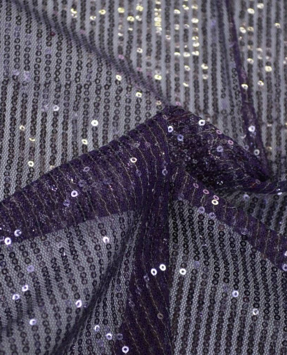 Ткань Сетка с пайетками 0032 цвет фиолетовый в полоску картинка
