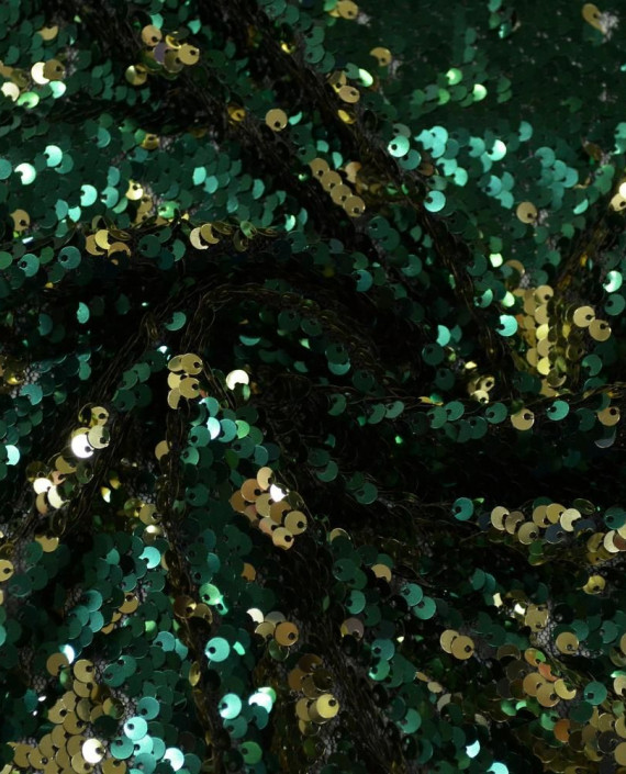 Ткань Пайетки Двухсторонние на сетке 0055 цвет зеленый картинка