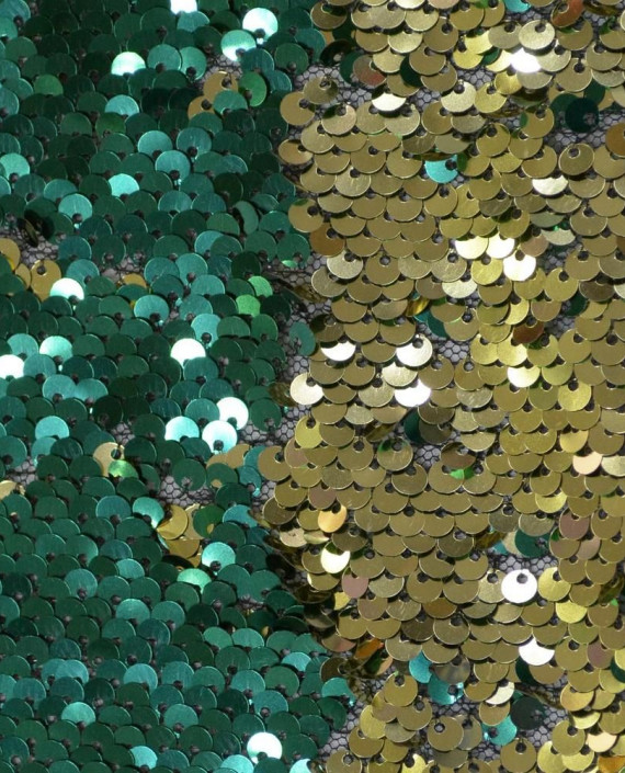 Ткань Пайетки Двухсторонние на сетке 0055 цвет зеленый картинка 1