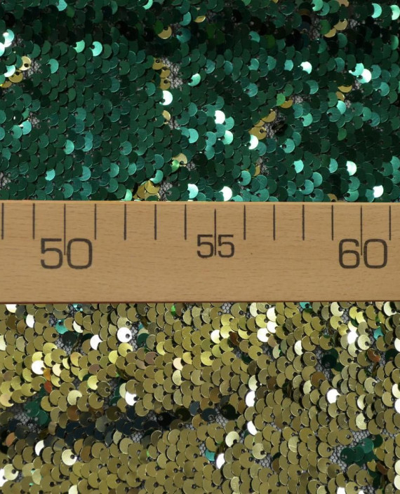 Ткань Пайетки Двухсторонние на сетке 0055 цвет зеленый картинка 2