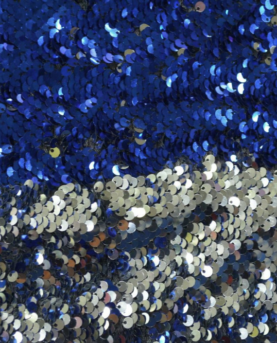 Ткань Пайетки Двухсторонние на сетке 0057 цвет синий картинка 1