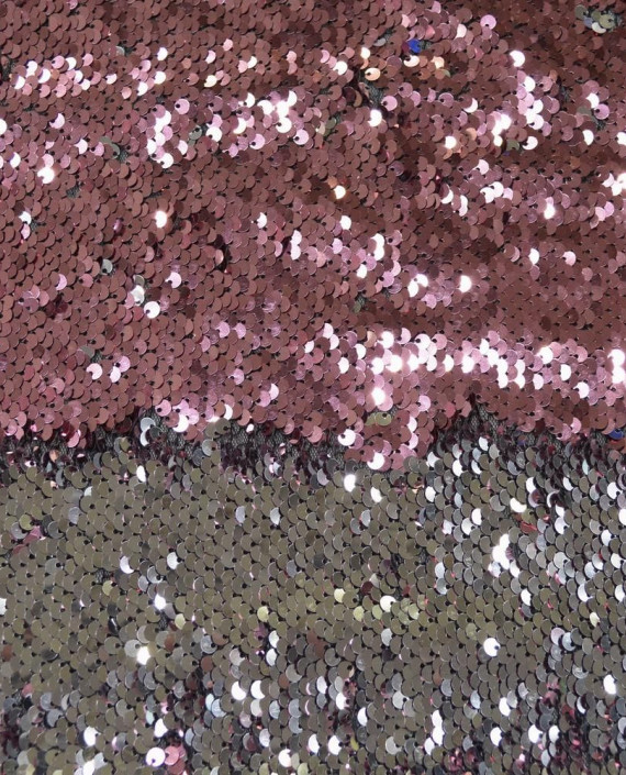 Ткань Пайетки Двухсторонние на сетке 0062 цвет розовый картинка 2