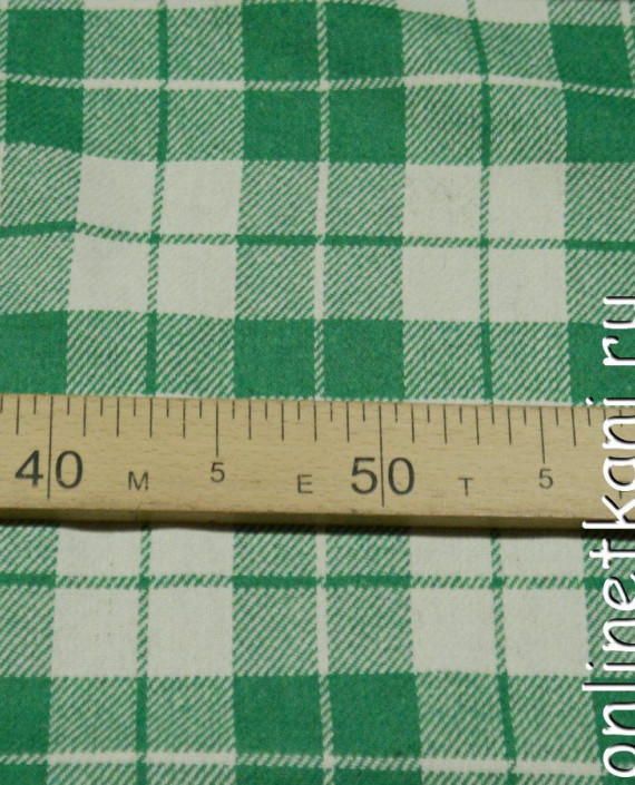 Ткань Пальтово-костюмная 1144 цвет зеленый в клетку картинка 2