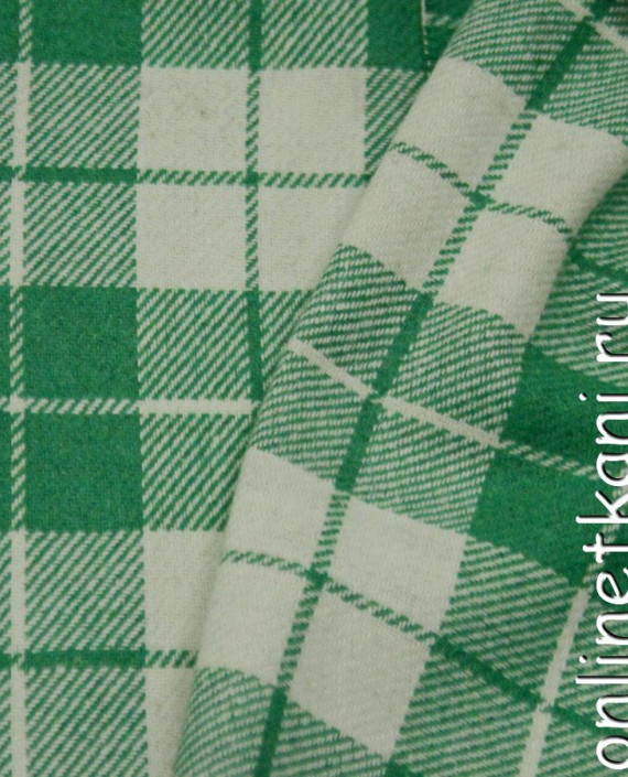 Ткань Пальтово-костюмная 1144 цвет зеленый в клетку картинка 1