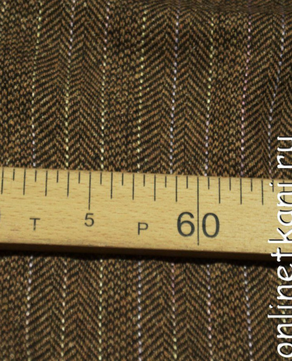 Ткань Пальтово-костюмная 1151 цвет коричневый в полоску картинка 1