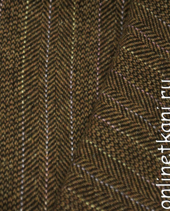 Ткань Пальтово-костюмная 1151 цвет коричневый в полоску картинка 2