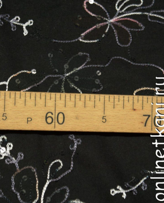 Ткань Пальтово-костюмная 1168 цвет черный цветочный картинка 2