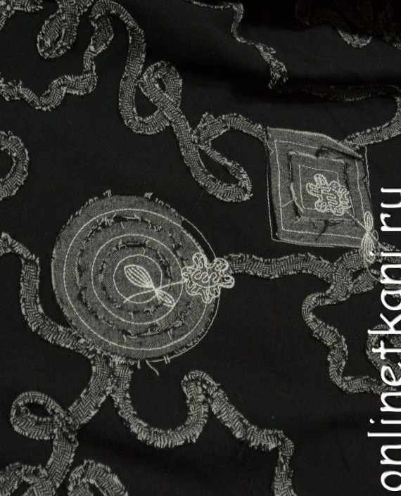 Ткань Костюмно-пальтовая 1192 цвет черный абстрактный картинка